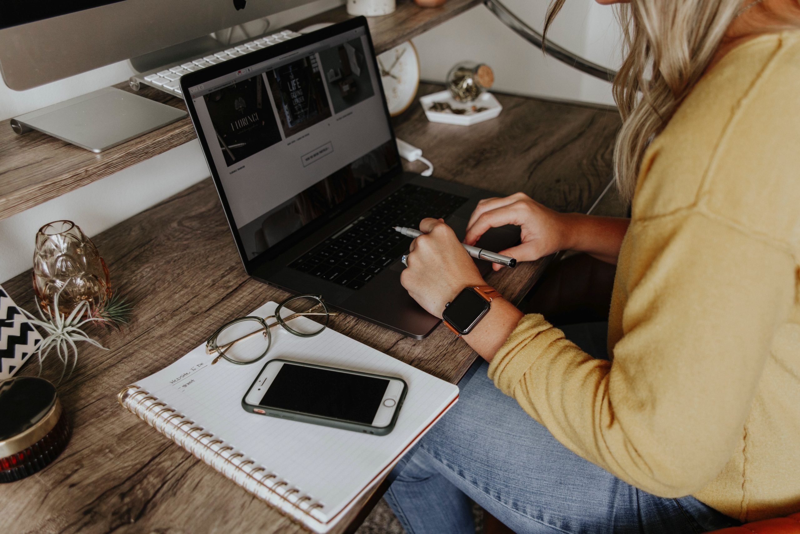 Woman working remotely